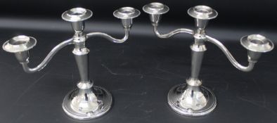 Pair of silverplate candelabra, 23cm h