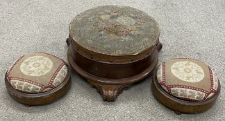 Pair of Victorian footstools & a larger Victorian footstool