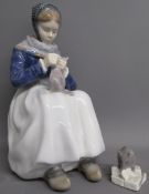 Royal Copenhagen Amager girl 1317 with Lotte Benter 1911 mark and small mouse on sugar cubes 510