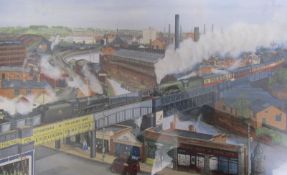 Framed Richard Piccaver limited edition 224/500 print 'Leicester West Bridge' - approx. 66.5cm x