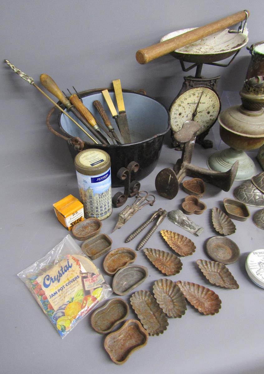 French copper cooking pot, enamelled cooking pot, chocolate egg moulds, shoe last, sealing wax, etc - Image 2 of 11