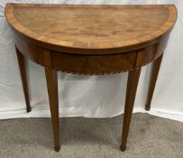 Early 20th century Georgian style fold over card table with burr walnut veneer top
