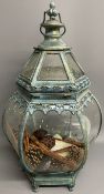 Large brass candle lantern Ht 64cm