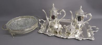 Silver plate coffee set with tray and hors d'oeurve dish