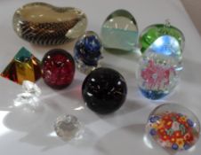 Mixed selection of glass paperweights
