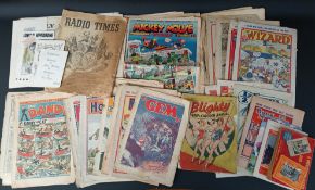 Selection of early comics and other ephemera including Merry and Bright April 19 1913 / June 20