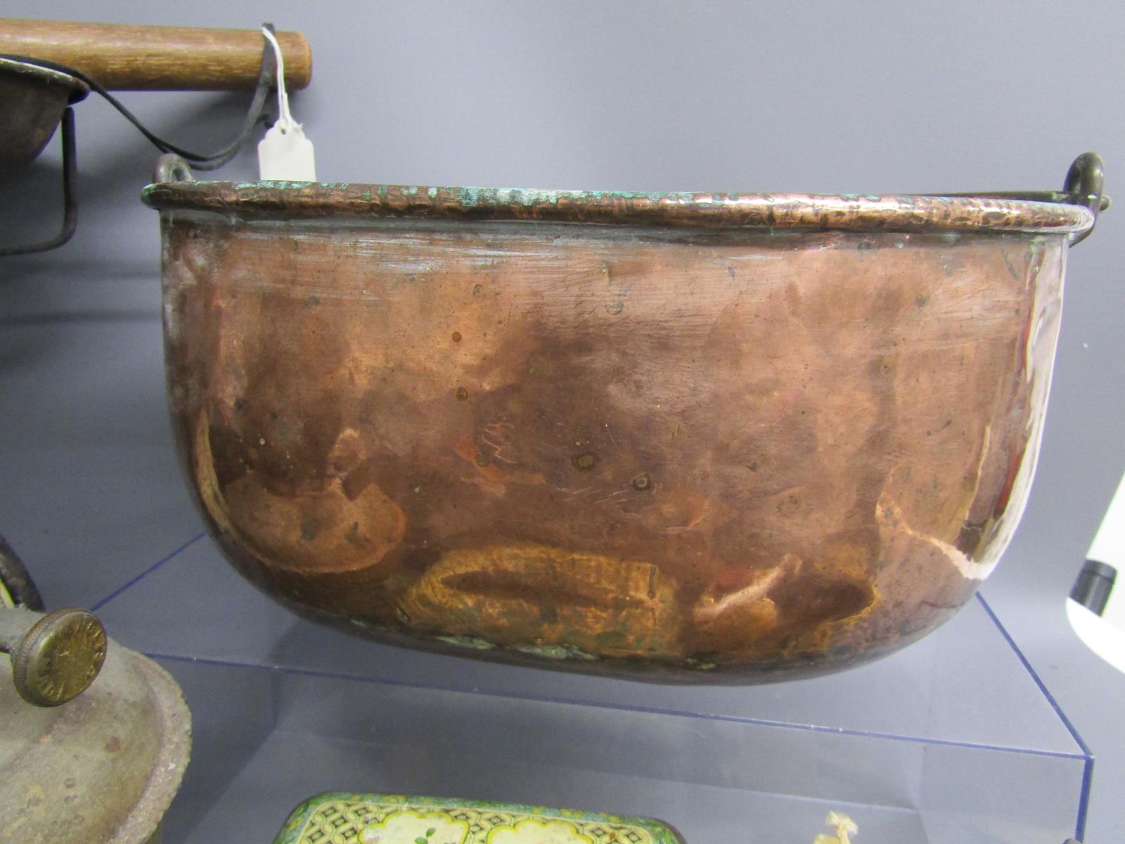 French copper cooking pot, enamelled cooking pot, chocolate egg moulds, shoe last, sealing wax, etc - Image 5 of 11