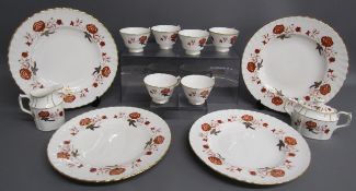 Royal Crown Derby 'Bali' A.1100 - 27cm dia plates, tea cups, cream jug and sugar bowl