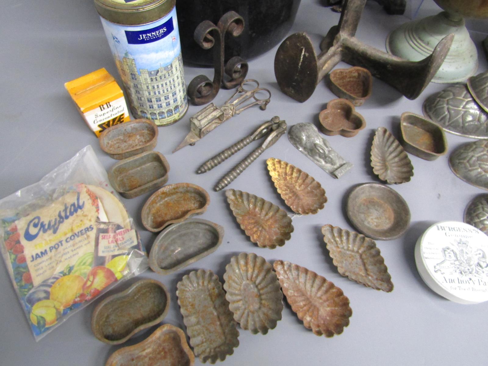 French copper cooking pot, enamelled cooking pot, chocolate egg moulds, shoe last, sealing wax, etc - Image 7 of 11