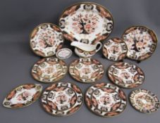 Royal Crown Derby 'Derby Japan' A1336 - 6 x 22cm plate - 6 x 16cm plates - gravy dish and plate -