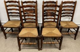 6 rush seated ladder back dining chairs
