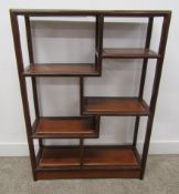 Oriental inspired shelving unit. Width 66cm Height 91cm Depth 23cm