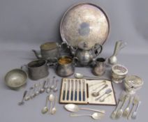 Silver plate includes Barker Ellis tray, Thomas Bradbury 1870's teapot, cream jug and sugar bowl,