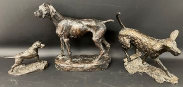 3 resin bronze effect dogs