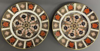 Two Royal Crown Derby Imari pattern 1128 side plates W 21.5cm