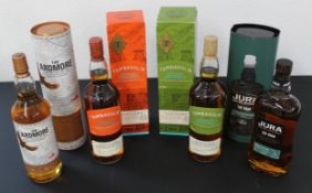 Four 1 litre bottles of single malt whisky, The Ardmore, Jura, 2 x Tamnavulin (different editions)
