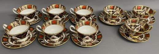 Set of six & a set of three (9 in total) Abbeydale Chrysanthemum pattern teacups & saucers