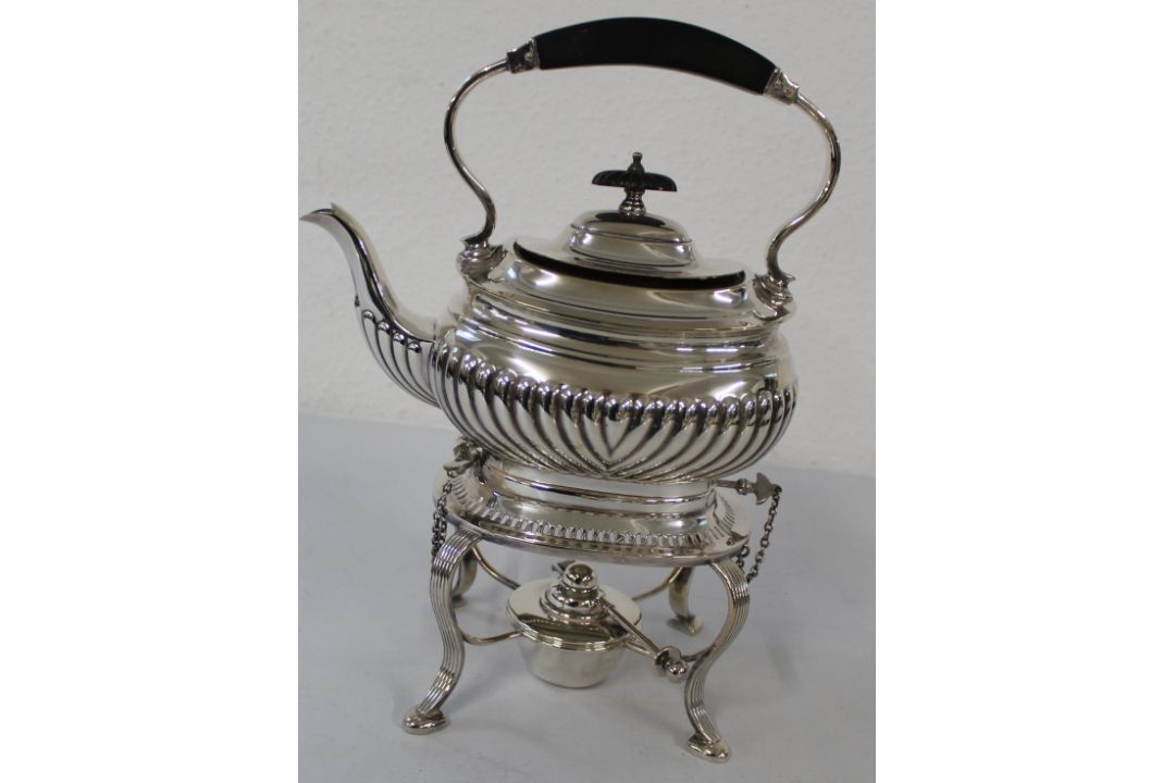 Viners silver plated tray 56cm x 28cm and EPNS spirit kettle on stand with burner, removable base - Image 3 of 4