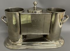 Chenas Beaujolais & Chateau Cos d Estournel silver plate double wine cooler/pale