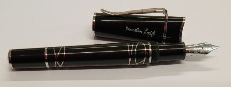Mont Blanc limited edition Jonathan Swift fountain pen and outer book case, the black pen with