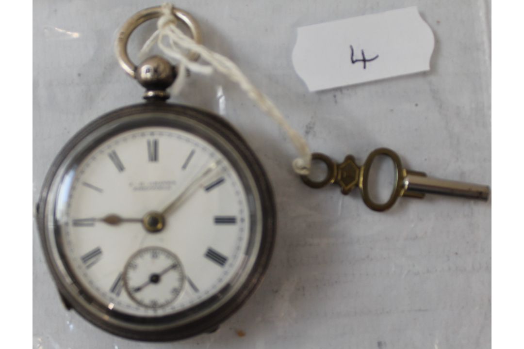 Pocket watch, J G Graves Sheffield 455456, silver case, front open, (cracked dial). - Image 1 of 2