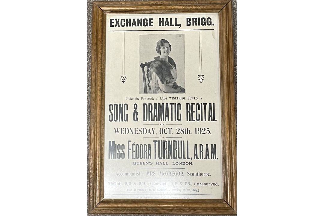 Framed Old Brigg Corn Exchange poster for a recital by Miss Fedora Turnbull 28th October 1925 - Image 2 of 2