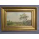 Framed C F Rump oil on canvas with windmills, boats and sheep on a country lane - approx. 62cm x - Image 2 of 6
