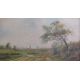 Framed C F Rump oil on canvas with windmills, boats and sheep on a country lane - approx. 62cm x - Image 1 of 6