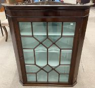 Georgian mahogany glass fronted corner cupboard Ht 106cm W 86cm