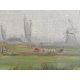 Framed C F Rump oil on canvas with windmills, boats and sheep on a country lane - approx. 62cm x - Image 5 of 6