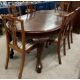 Early 20th century wind out dining table L 212cm W 107cm with a glass top & 6 matching Chippendale - Image 1 of 4