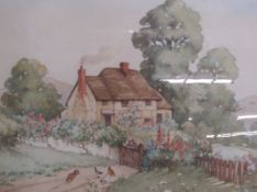 Framed watercolour depicting country house scene, signed to lower right - approx. 72cm x 59cm