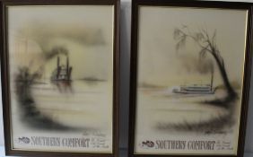 Pair of Southern Comfort display Prints, hand sprayed by Geoff Ridgeway