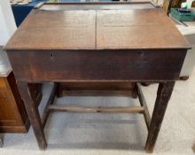 Large early 19th century oak double clerk's desk from Bryan Hall's Mill in Louth W110cm D81cm