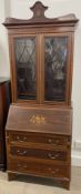 Edwardian inlaid bureau display bookcase
