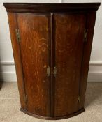 Georgian oak bow fronted corner cupboard Ht 101cm W 68cm