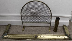 Brass Fender with inside measurement to fit hearth 41cm x 30cm, Brass fire screen / fireguard 65cm w