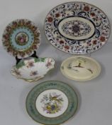 Selection of ceramics to include 1 x Aynsley cake plate 27cm, Bird of Paradise plate and exotic