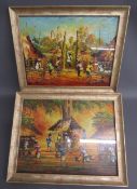 Pair of Bali oil paintings signature to lower left - both framed by John Lewis - approx. 45.5cm x