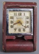 Jaeger Le Coultre Hermes red leather travel clock