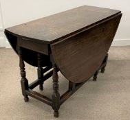 18th century style oak gate leg table122cm by 148cm Ht 73cm