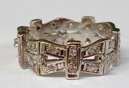 Tested as 9ct white gold diamond set ring, 4.7g