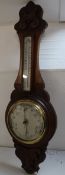Oak aneroid barometer, glass cracked