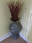 A contemporary baluster blue ground open necked vase,