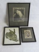 A set of three mid century graduated ebonised wooden framed,