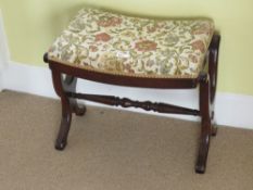 A 20th century upholstered mahogany stool, 52cm wide.
