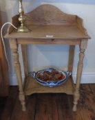 A half size pine wash stand, 46cm wide.
