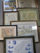 A hand painted map of Egypt on papyrus together with a quantity of other cartographic prints.