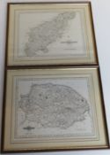 Prints; Northamptonshire and Norfolk from engravings by J Cary, in matching mounts and frames,