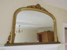 A contemporary gilded overmantle mirror, 120 x 90cm.